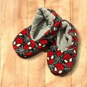 Spiderman Themed Kids Slip On Slippers Red and Gray